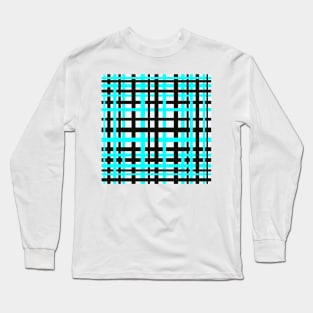 Interlocking Stripes Black White Teal Long Sleeve T-Shirt